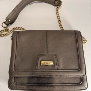 Bcbg Gray Leather Shoulder Bag